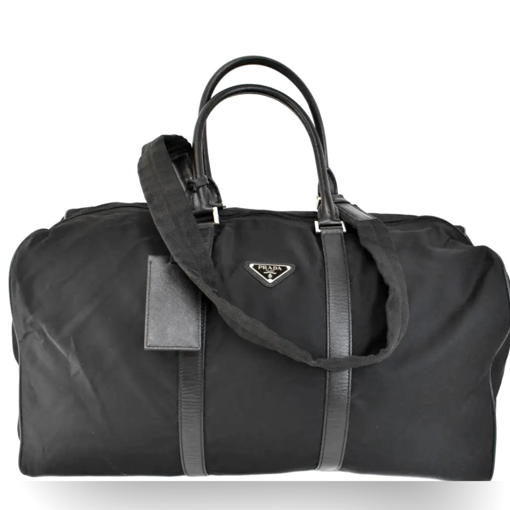Prada Tessuto Weekender Nylon & Saffiano Leather Trim Duffle VERY LARGE